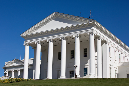 Virginia Capitol State House building is located in Richmond, VA, USA.