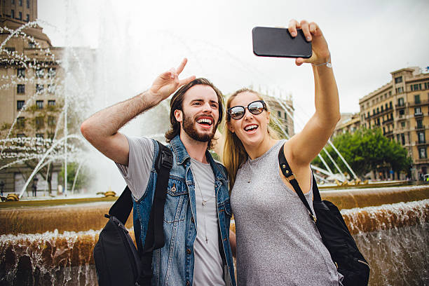 istock Tourists Taking a Selfie in Barcelona 621603608