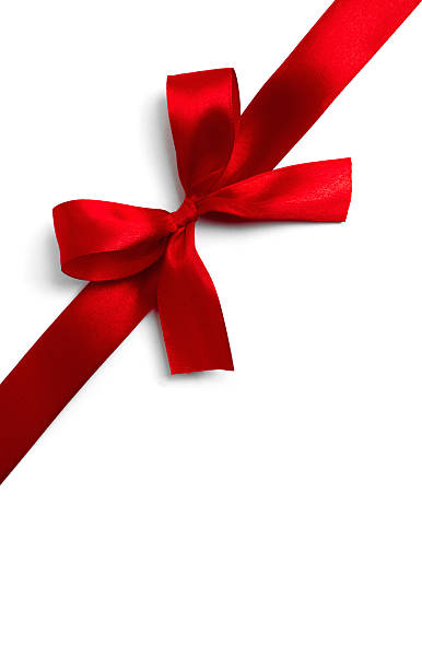 istock Red ribbon bow on white background 621605318