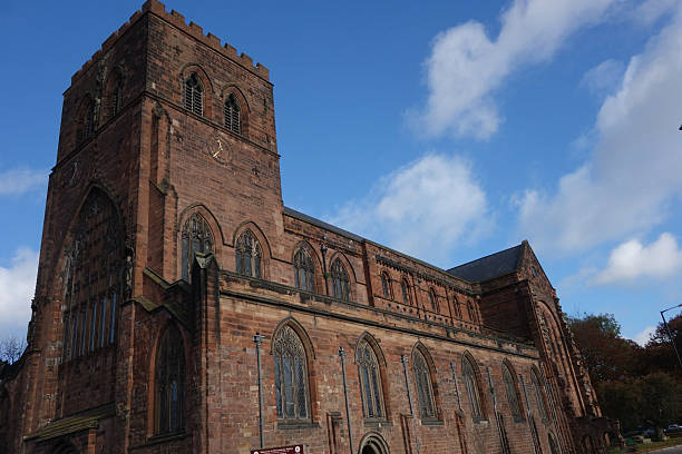 Shrewsbury Abbey showing the tower and nave