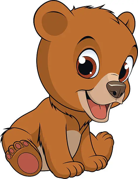 Vector illustration of Little funny bear