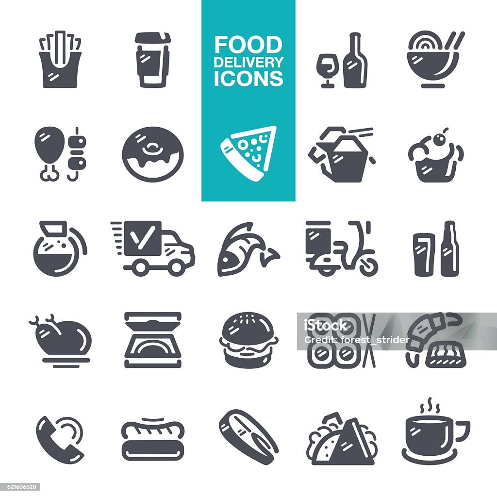 Food and Drink delivery icons Fast Food and Restaurant delivery icon set Alcohol - Drink stock vector