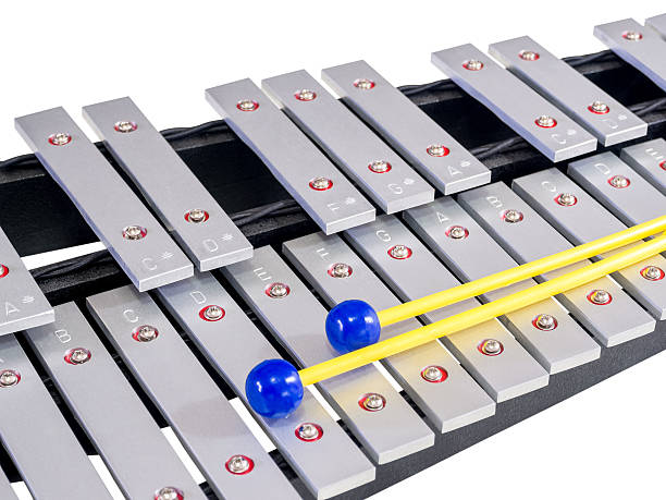 istock Xylophone with mallets on isolated white background, selective f 621608296