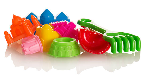 istock Bright toys for sandbox isolated on white. 621608706