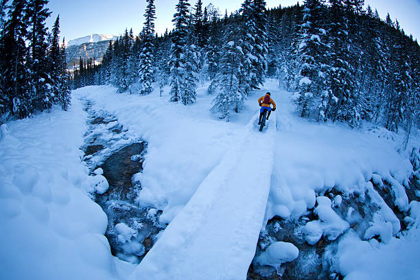 冬の脂肪のサイクリング - extreme terrain powder snow winter snow ストックフォトと画像