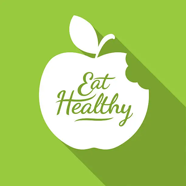 Vector illustration of Eat Healthy Apple flat icon, Diet concept