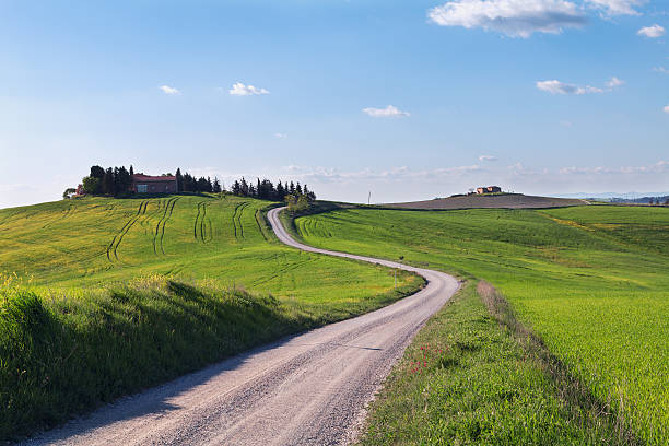 istock Typical Tuscany landscape and road , green hills springtime 621610074