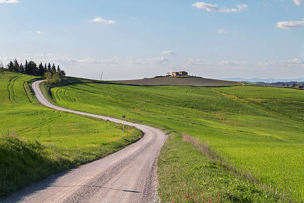 istock Typical Tuscany landscape and road , green hills springtime 621610472