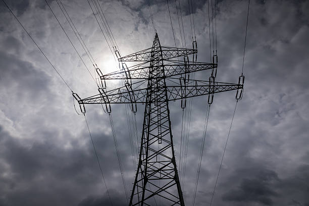 istock Electricity pylon against the sky in sunlight 621612922