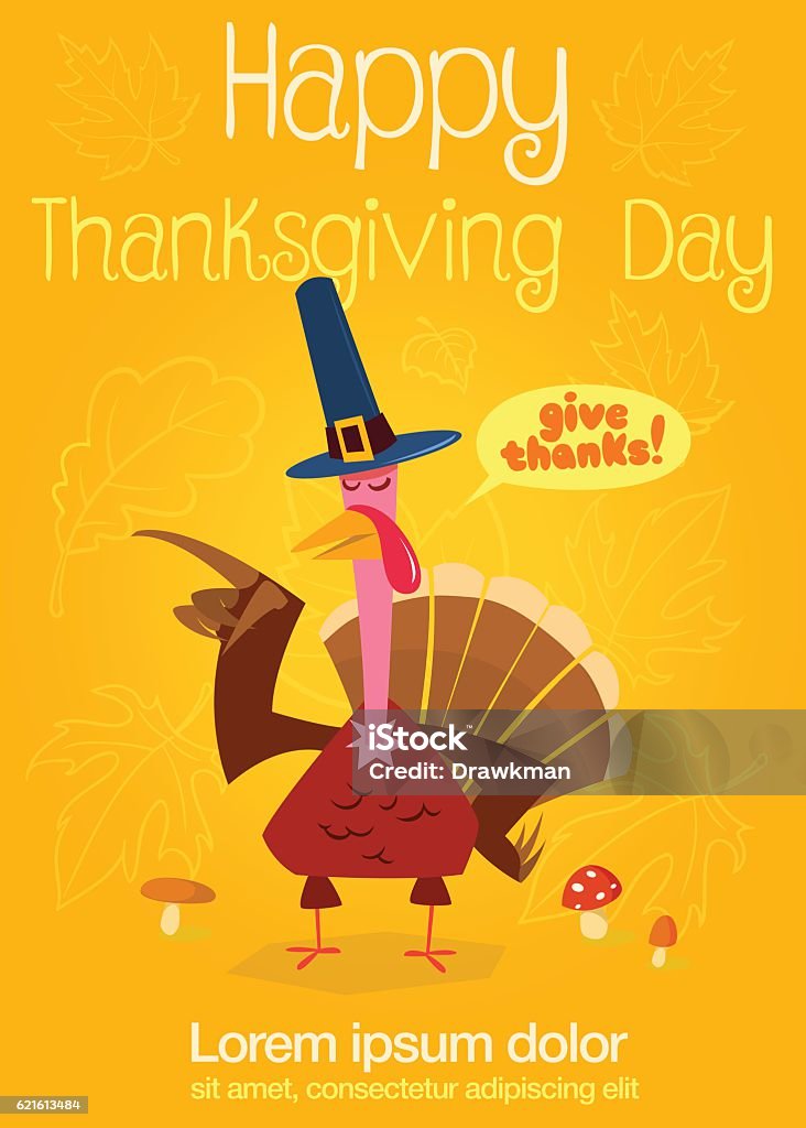 Smiling Turkey Smiling Turkey Bird Cartoon Vector Illustration Poster Stock ...