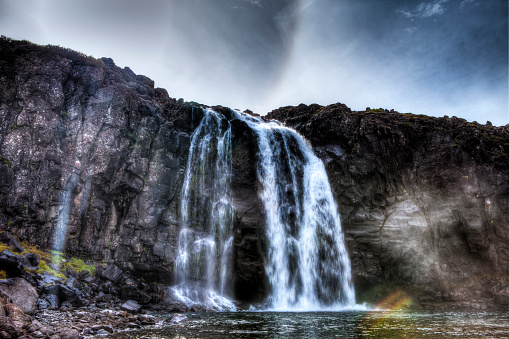 Fossdalur Waterfall at Foss, Arnarfjordur, Westfjords, Iceland.