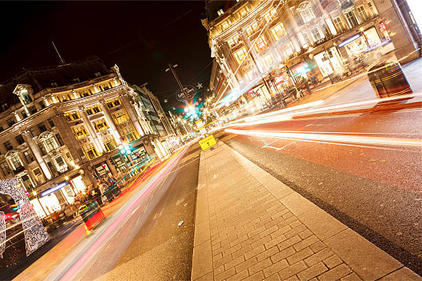 istock Long light trails on the Oxford Circus, London 621615482