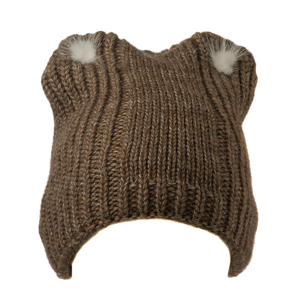 istock Women's knitted hat isolated on white background.brown hat 621615508