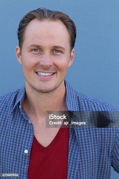 Close Up Of Smiling Adult Male Stock Photo - Download Image Now - Clean-Shaven Face, Men, Only Men