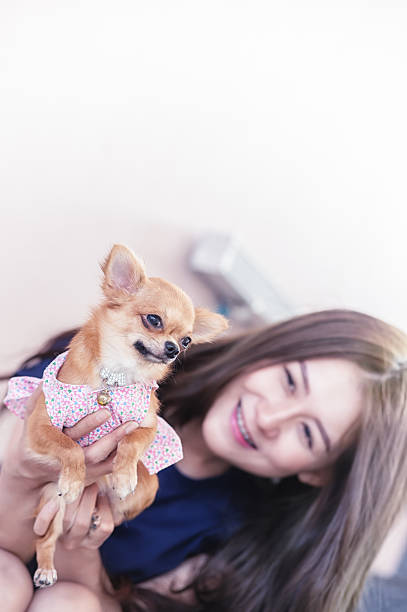 istock Happy young woman with dog 621686990