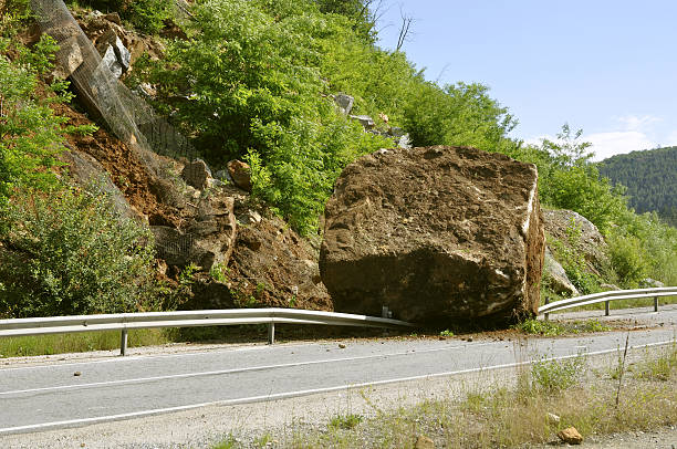 istock rock on the road - earthquake 621687586