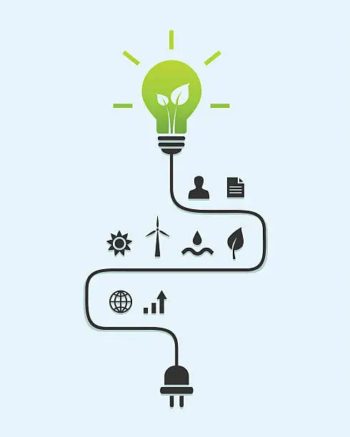 Vector illustration of Renewable energy concept with various icons