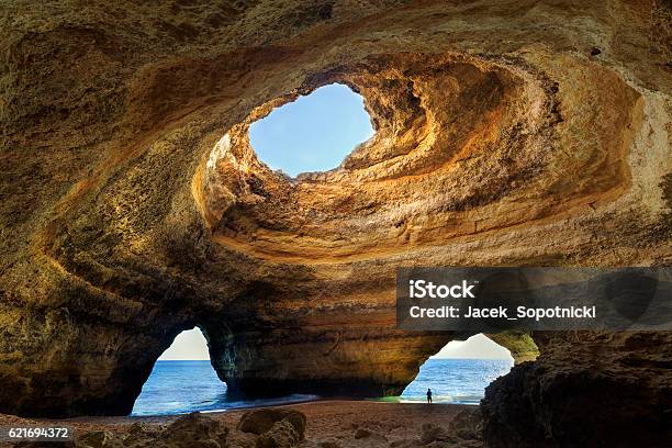 Beautifull Cave In Benagil Algarve Portugal Stock Photo - Download Image Now - Cave, Algarve, Portimão