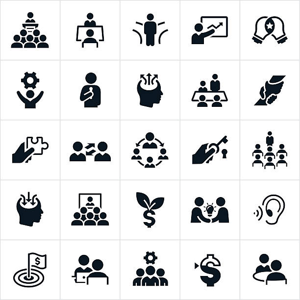 비즈니스 컨설팅 아이콘 - symbol expertise computer icon representative stock illustrations