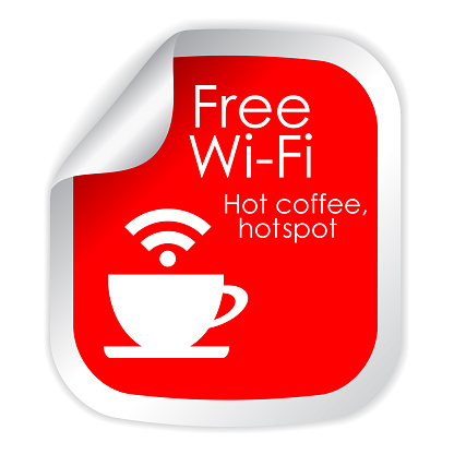 Free wi-fi internet cafe label