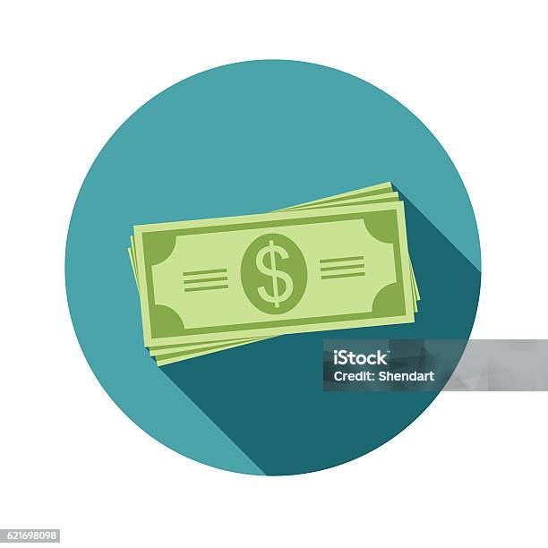 Ilustración de Pila De Dólares Billetes De Papel O Dinero Icono En Un y más Vectores Libres de Derechos de Dinero