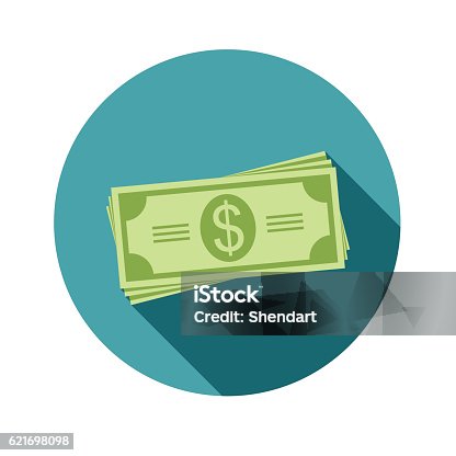 istock Stack of dollars. Paper bills or money. Icon in a 621698098