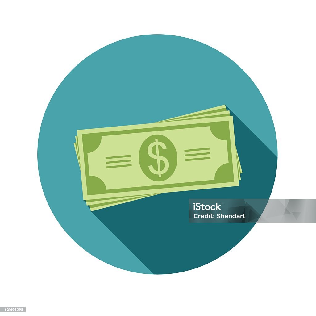 Stack of dollars. Paper bills or money. Icon in a Stack of dollars. Paper bills or money. Icon in a flat style with shadow. Vector, illustration EPS10 Currency stock vector