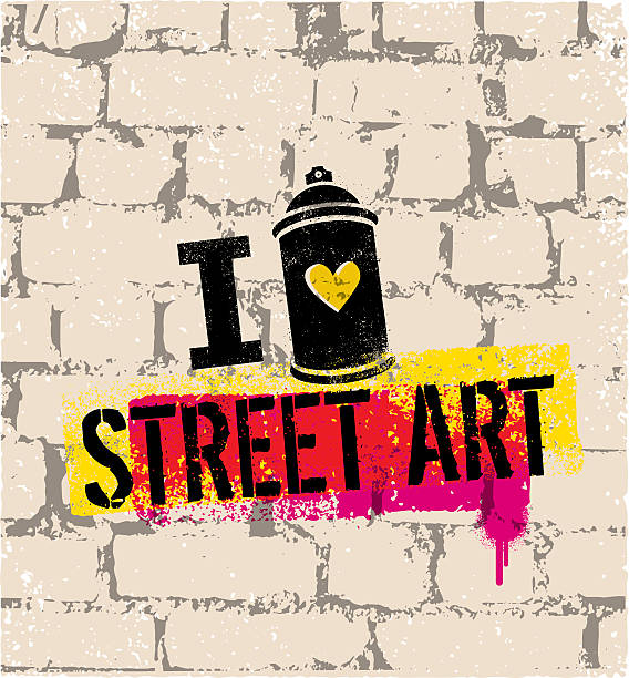 ilustraciones, imágenes clip art, dibujos animados e iconos de stock de me encanta el arte callejero. graffiti puede estarcido vector - alphabet brick brick wall dirty