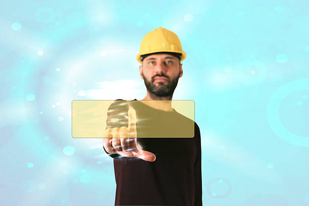 istock businessman and engineer pressing button with contact on virtual screens 621701330