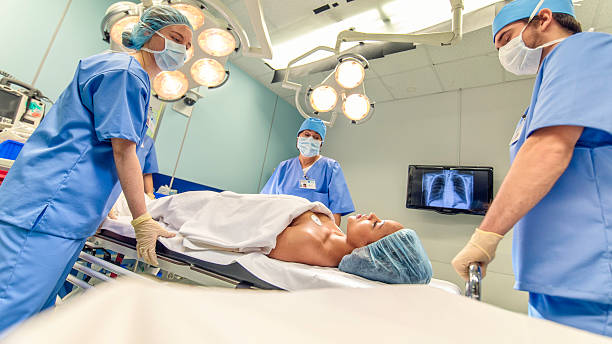 istock Young woman in the operating room 621701456