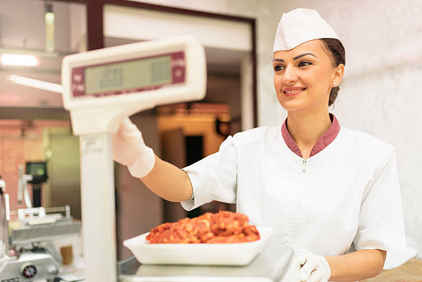 istock Pretty Butchery Woman working. 621702378