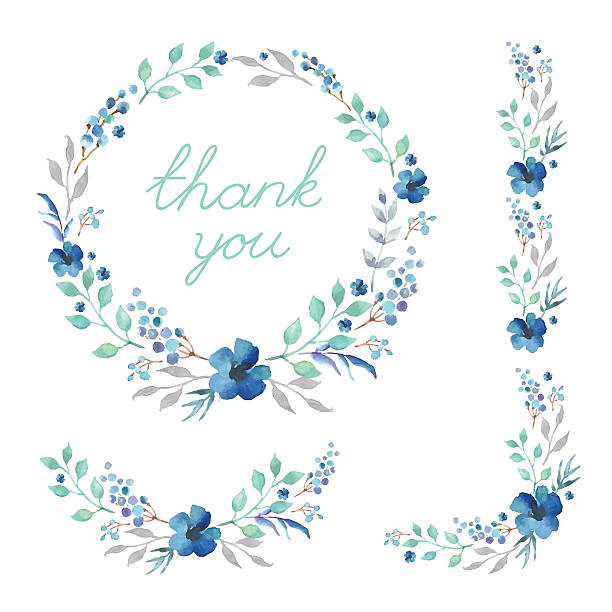 Floral Frame Collection. Set of cute retro flowers arranged un a shape of the wreath perfect for wedding invitations and birthday cards