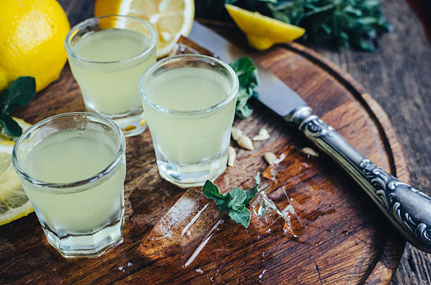 istock Italian traditional liqueur limoncello with lemon 621704046