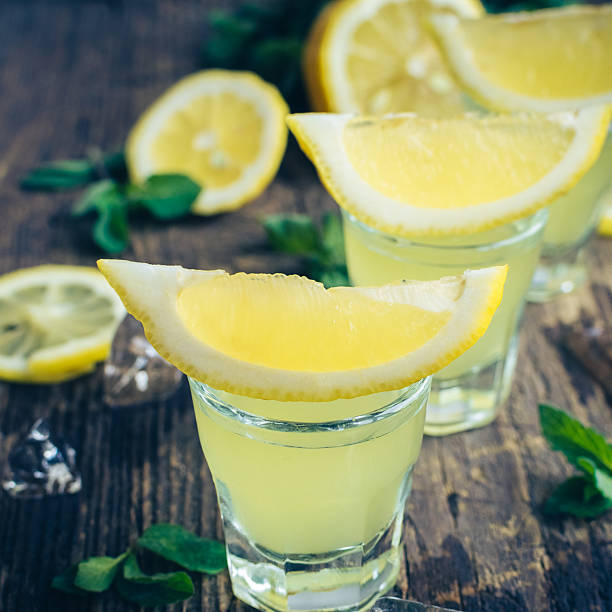 istock Italian traditional liqueur limoncello with lemon 621704254