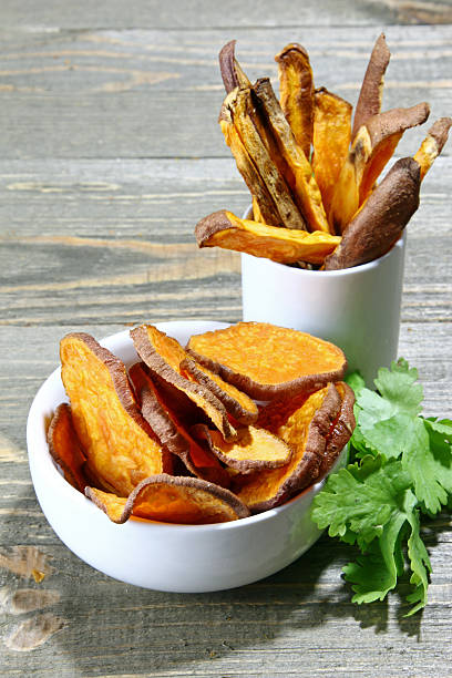 istock Sweet potato chips and fries 621704760