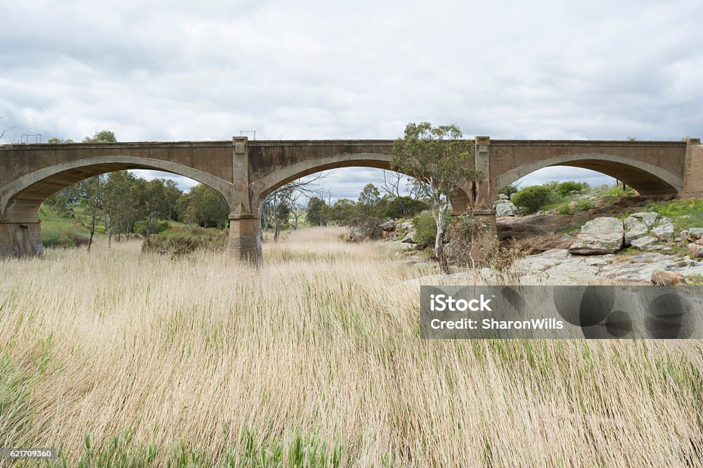 Old Disused Railway Bridge, Palmer, South Australia Old disused arched railway bridge on Western Boundary Road, Palmer,  near Mannum Waterfalls and part of the Murraylands in South Australia. It crosses over the top of Reedy Creek. Abandoned Stock Photo