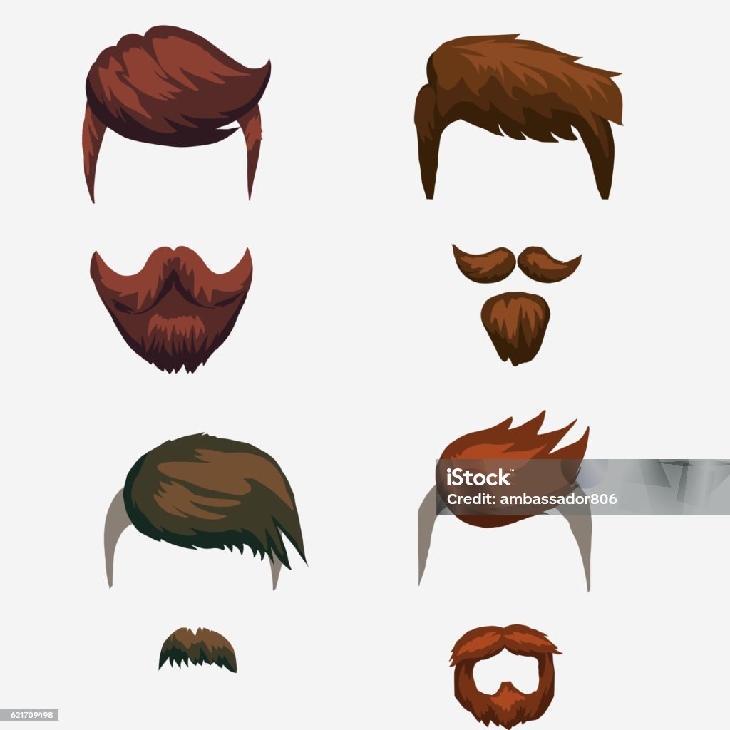 Hairstyle Mustache And Beard Hipster Stock Illustration - Download Image  Now - Abstract, Adult, Adults Only - iStock