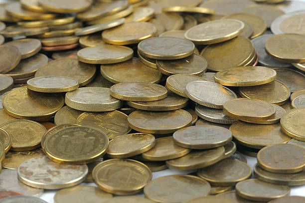 istock Pile of coin isolated on white background 621710206