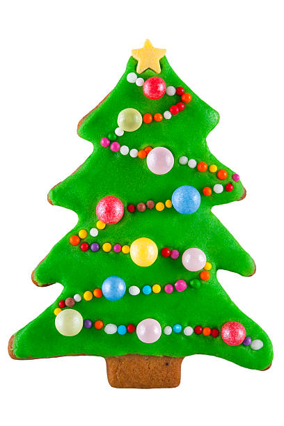 istock Christmas Gingerbread Tree Cookie isolated on white 621711616