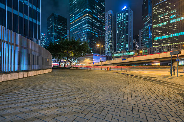 distrito central de hong kong à noite - night sky hong kong architecture - fotografias e filmes do acervo