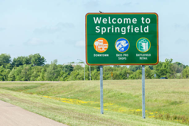 Springfield Missouri, USA- May 18, 2014. Road sign Welcome. Springfield Missouri, USA- May 18, 2014. Road sign of Welcome to Springfield in Missouri. springfield missouri photos stock pictures, royalty-free photos & images