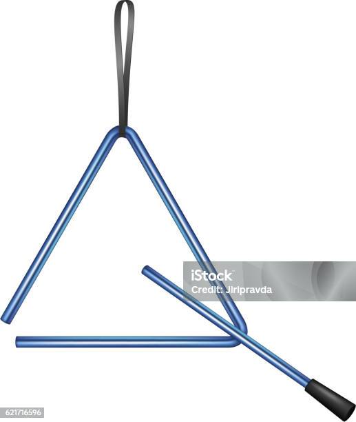 Triangle In Blue Design Stockvectorkunst en meer beelden van Muziekinstrument - Muziekinstrument, Triangel, Acoustische muziek