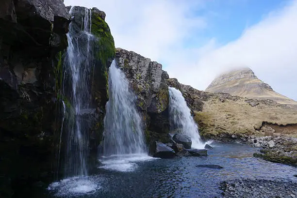 Waterwall at Kirkjufell in Iceland