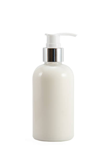istock Plastic bottle of body lotion isolated on white background 621719642