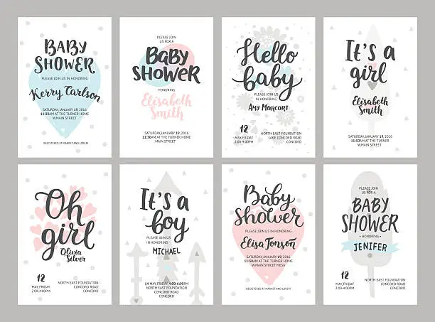 Vector illustration of Baby shower girl and boy posters