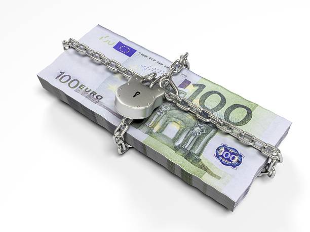 istock isolated on a white background pack dollars closed lock, the 621723726