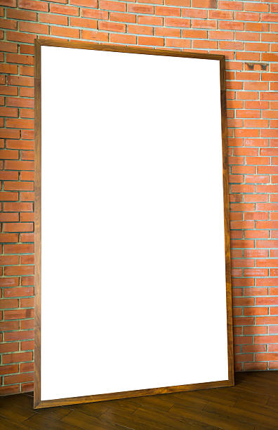 istock Blank wood sign on brick wall 621725696