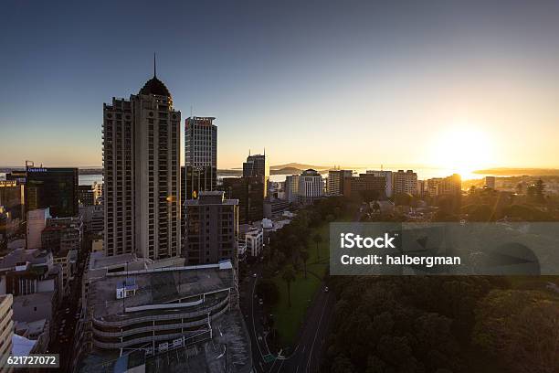 Early Morning In Auckland Near Albert Park From Above Stock Photo - Download Image Now