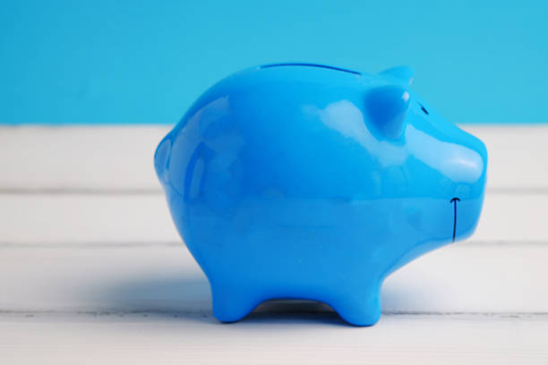 istock Blue piggy bank. 621728302