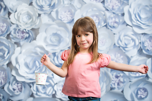 Girl portrait with at flower background
